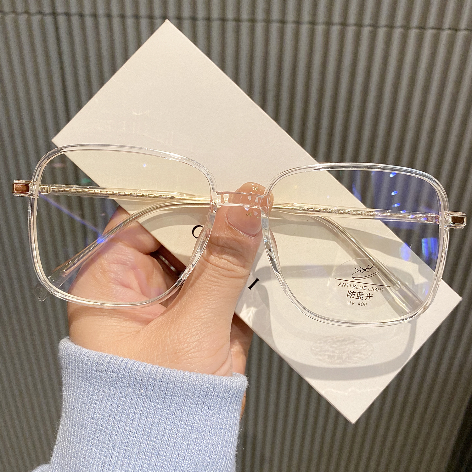 Transparent frame eye frame myopia women anti-blue light radiation protection Korean version Chauvetide face small eyes flat mirror male