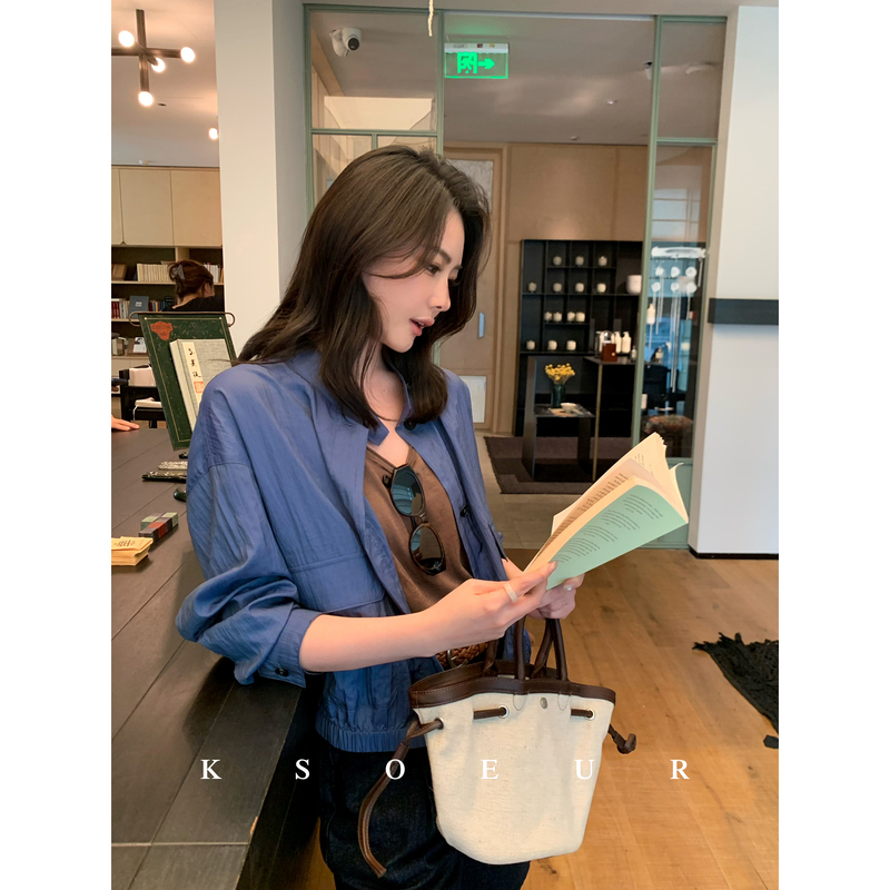 K Sister Ksoeur【Casual Workwear Jacket】Pearlescent Wrinkle Texture Machine Washable Silk Workwear Jacket Coat K Sister Ksoeur【Casual Workwear Jacket】Pearlescent Wrinkle Texture Machine Washable Silk Workwear Jacket Coat