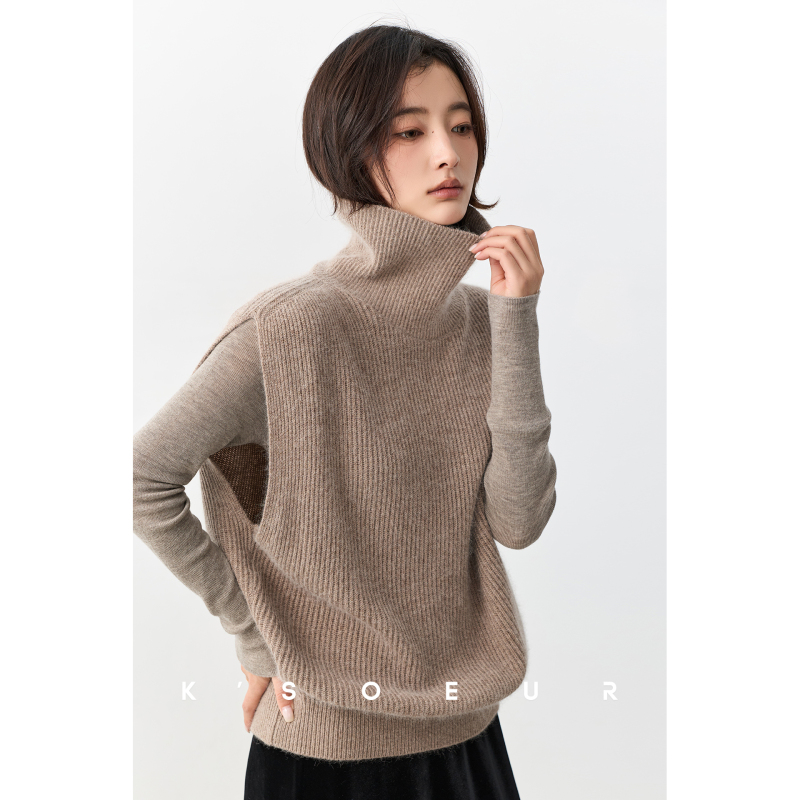 Sister K Ksoeur【Elegant Beauty】Relaxed High-Neck Layered Look, Elegant Old Money Style, Wool Knitted Vest Sister K Ksoeur【Elegant Beauty】Relaxed High-Neck Layered Look, Elegant Old Money Style, Wool Knitted Vest