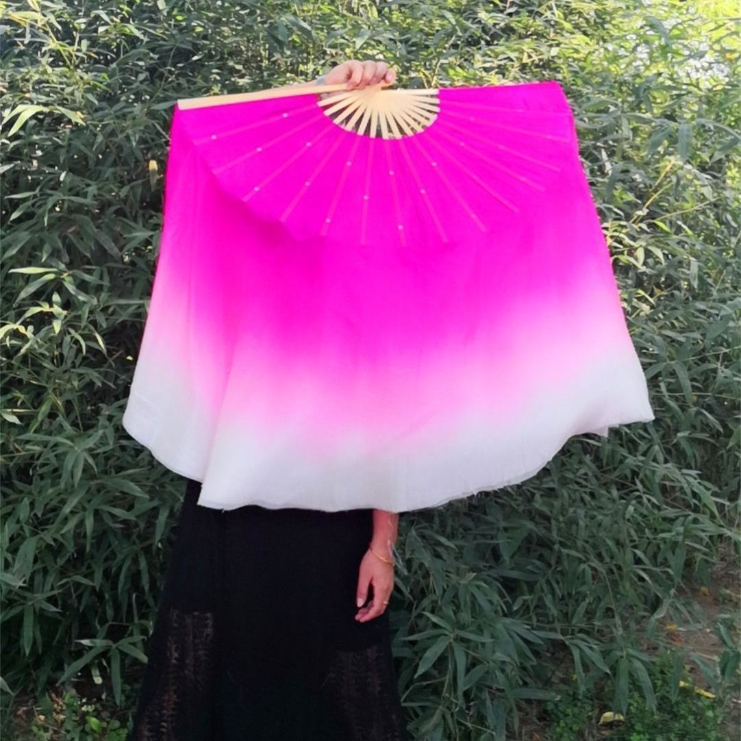 Square dance fan Giant Fan Gum State Sprained the Genuine Silk Dance Dance Special bifacial Gradual layer easy to open and close