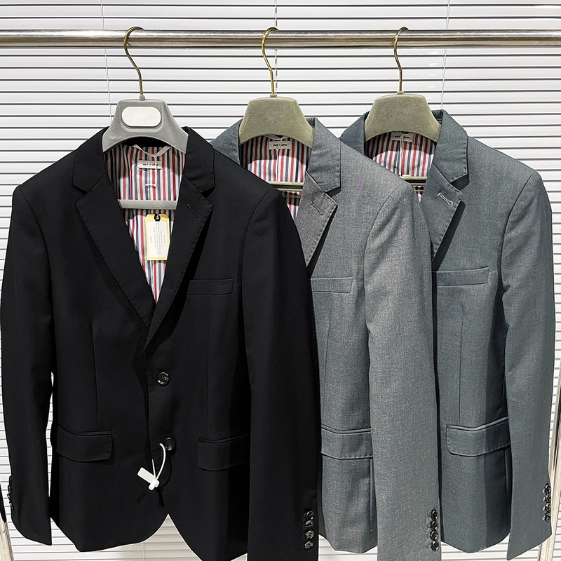 Tb Classic Style Business Simple High-Waisted Short Suit, Academic Gentleman British Style Pure Black and Gray Jacket