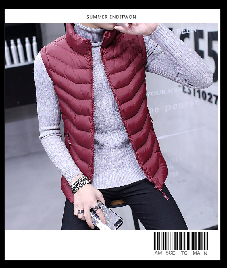 Mùa thu và mùa đông vest nam áo khoác ấm xuống quần áo cotton vest không tay vest nam Hàn Quốc phiên bản của xu hướng của nam giới vest