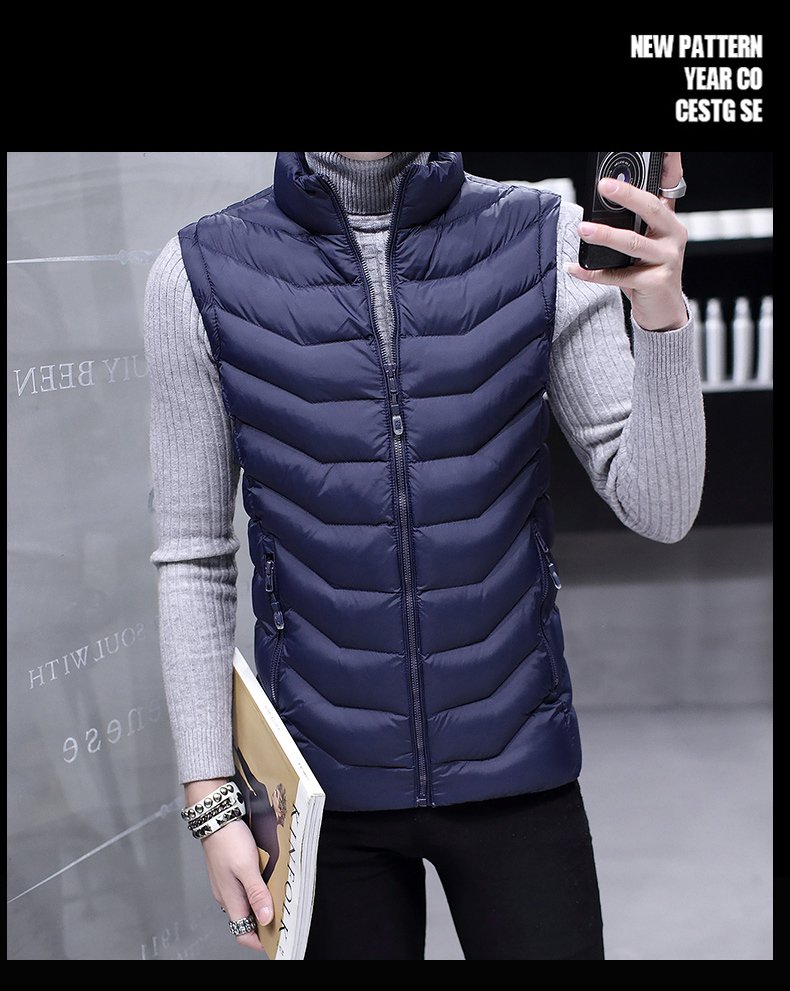 Mùa thu và mùa đông vest nam áo khoác ấm xuống quần áo cotton vest không tay vest nam Hàn Quốc phiên bản của xu hướng của nam giới vest