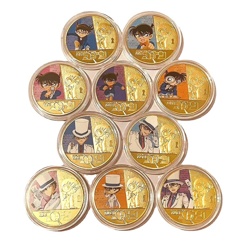 Classic Animation Ten Detective Conan Commemorative Coins Kidd Animation Coins Diecast Metal Coins Collection Gifts