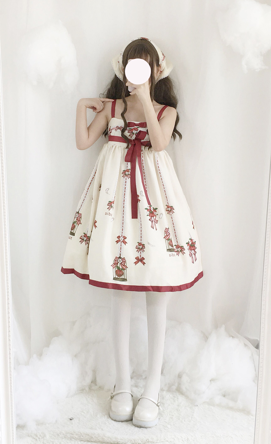 Nhật Bản mềm mại quần áo nhỏ eo cao Lolita váy hàng ngày ánh sáng lo váy trắng lông vũ Lin Yi jsk váy đầm xếp ly eo