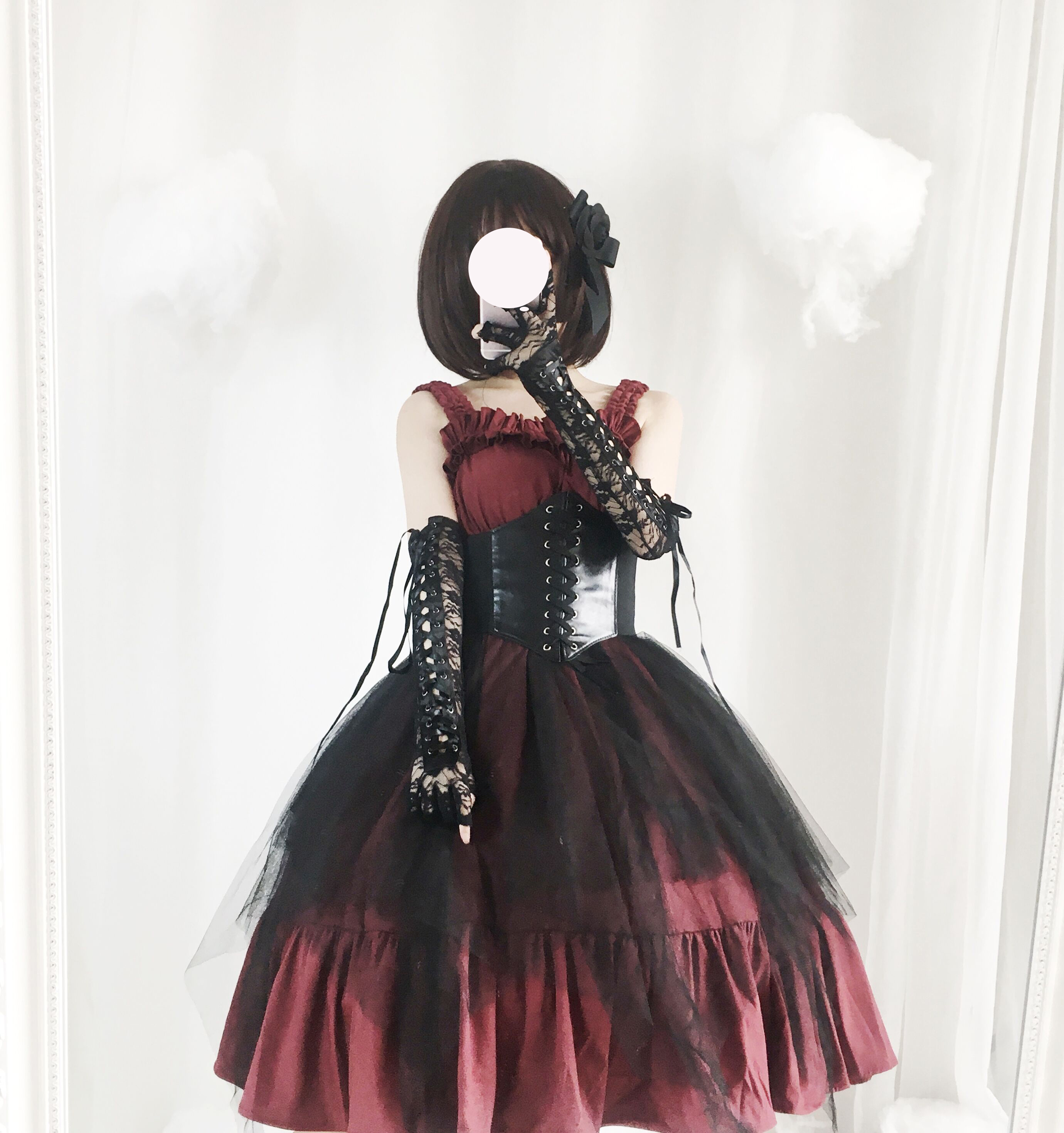 Nhật bản tối Lolita mềm chị BOZ xù bất thường eo cao jsk váy Lolita treo váy đầm đẹp
