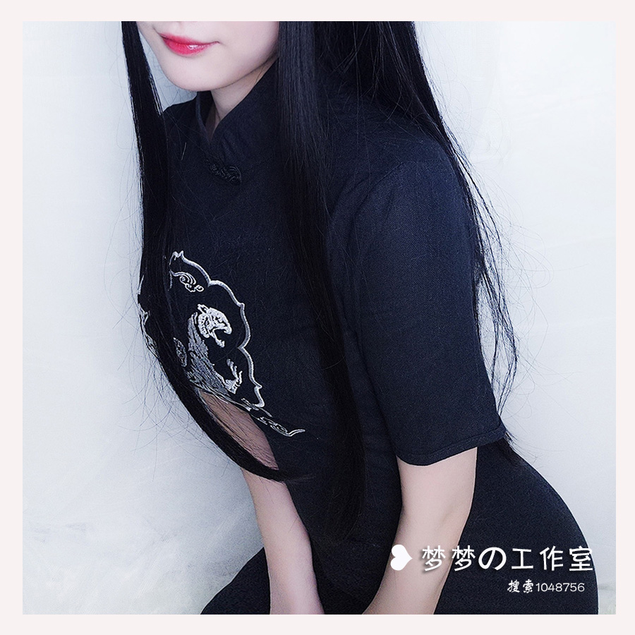 Retro trắng tiger áo sơ mi mềm chị thêu cải thiện ngắn tay sườn xám nữ cứng chị couple gió dress + kem chống nắng áo sơ mi váy đen