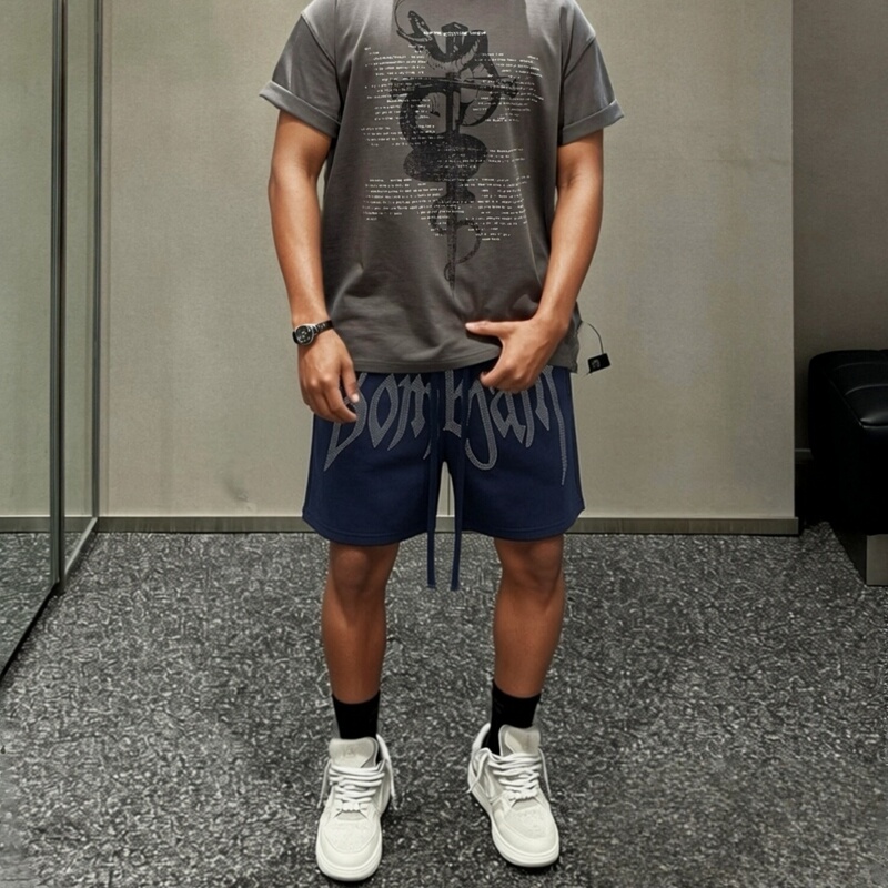 Zheng American-Style Trendy Brand Diamond Design Shorts for Men, Summer Versatile Loose Casual Sports Five-Point Shorts Basketball Shorts