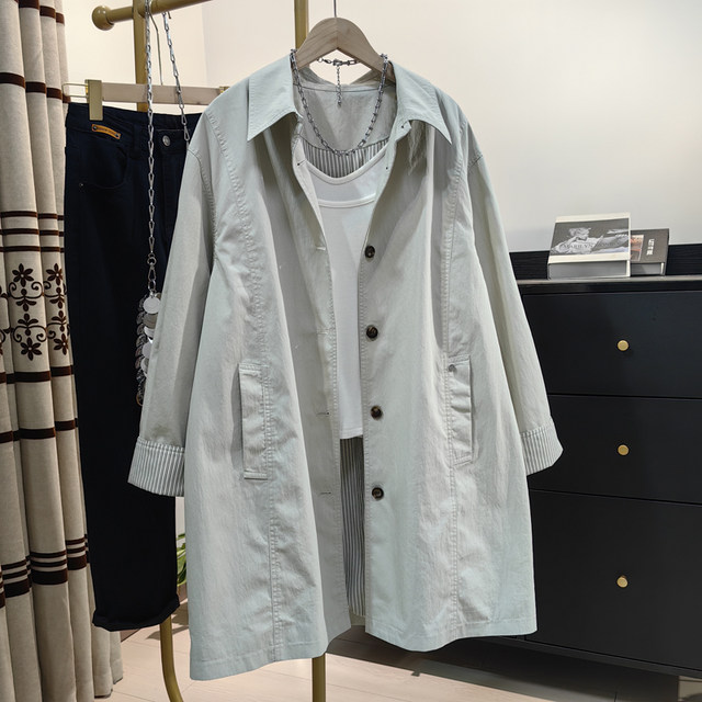 Windbreaker mid-length Korean style casual loose coat spring
