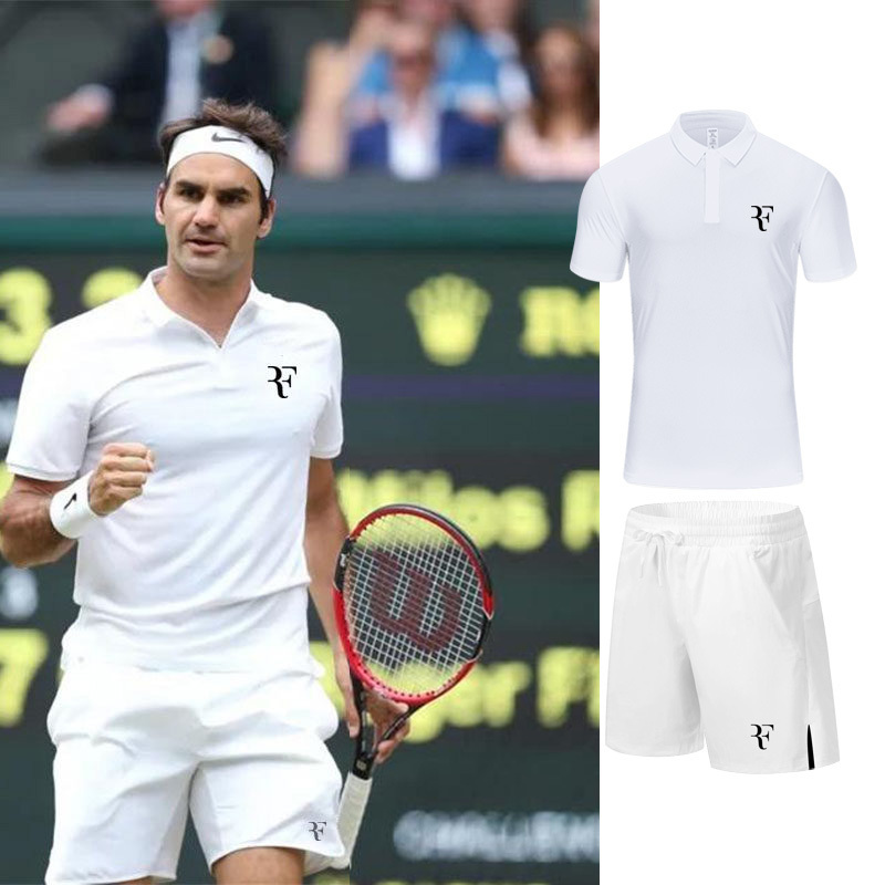 Federer Tennis Clothing White Quick-Drying Short-Sleeved Shorts Classy Polo Shirt Men's Tennis Pants Sports Breathable T-Shirt Women
