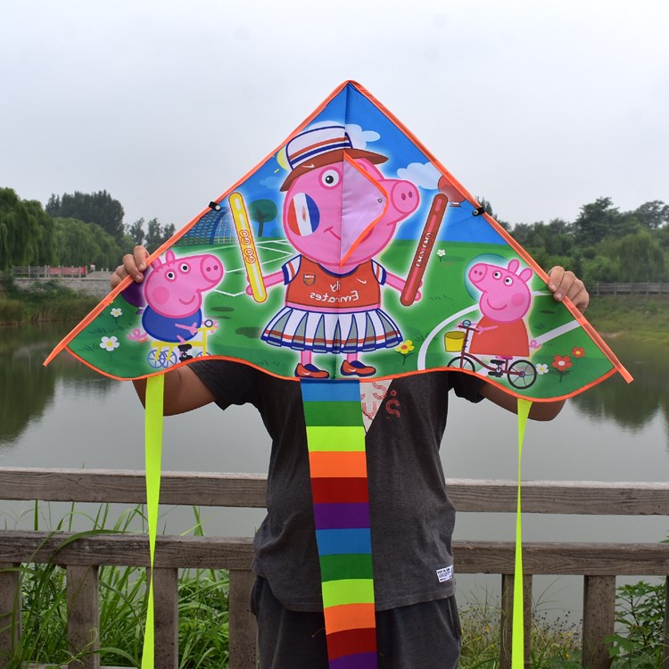 Children Kite Breeze Easy To Fly Beginners Triangle Cartoon Small Kites Buy Two Deliver A Little Pig Petch