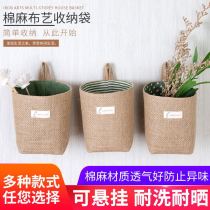 Day style cotton linen collection bag hanging bag wall hanging door rear small hanging pocket cloth art storage finishing bag Dormitory Storage Bag