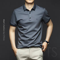 Summer mens lapel collar short sleeve T-shirt silk cotton half sleeve polo shirt high end business 2021 new mens summer