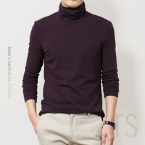 Winter mens turtleneck base shirt Cotton long-sleeved T-shirt velvet warm autumn coat thickened sweater mens autumn and winter models