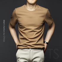 Summer mens round neck mercerized cotton short sleeve T-shirt solid color cotton half sleeve T-shirt 2021 New Ice Silk mens