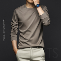 Spring mens round neck long sleeves T-shirt silk light cotton beat bottom shirt 2022 mens clothing new vets spring dress blouses