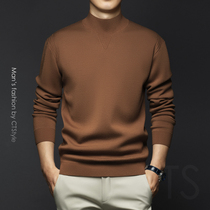 Autumn and winter men Mid-and-half high collar wool sweater thickened warm sweater beat bottom shirt 2021 new mens clothing autumn and winter clothing