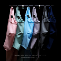 Summer mens crew neck pure cotton short-sleeved T-shirt Tide brand solid color T-shirt Trend top clothing base shirt Half sleeve T-shirt