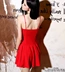 Châu âu và Mỹ của phụ nữ rope retro cao eo slim Slim Một từ váy dây đeo ống top bọc ngực dây đeo corset dress