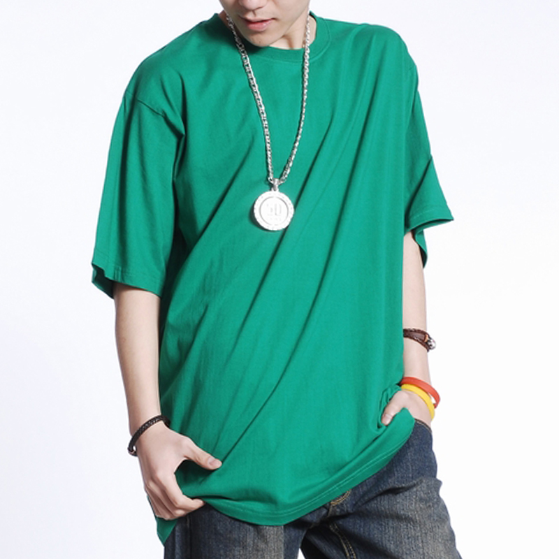 Mùa hè mới ngắn tay nam và nữ lỏng lẻo cộng với phân bón XL màu rắn cổ tròn áo thun hip-hop đáy áo Oversize áo thun nam tay ngắn có cổ