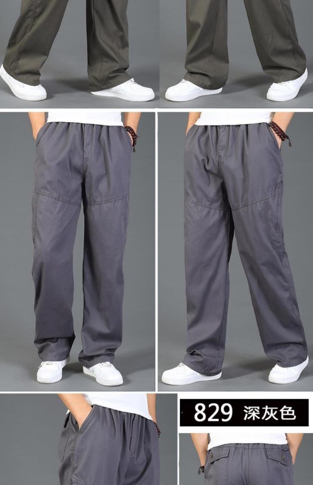 Mùa thu quần nam dày phần cộng với phân bón XL quần cotton thẳng ngoài quần áo bảo hộ lao động ngoài trời quần béo nam áo nam đẹp