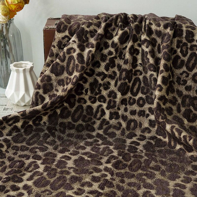 Autumn and Winter Color-Woven Embossed Leopard Print Chenille Jacquard Fabric for Fashionable Skirts, Vests, Jackets, and Home Sofa Upholstery