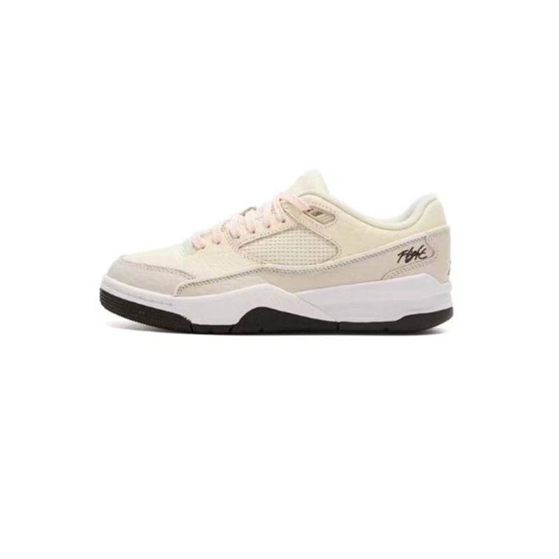 Air J Flight Court Low-Top Sneakers for Men and Women, Casual Basketball Shoes, Off-White, Black Warrior