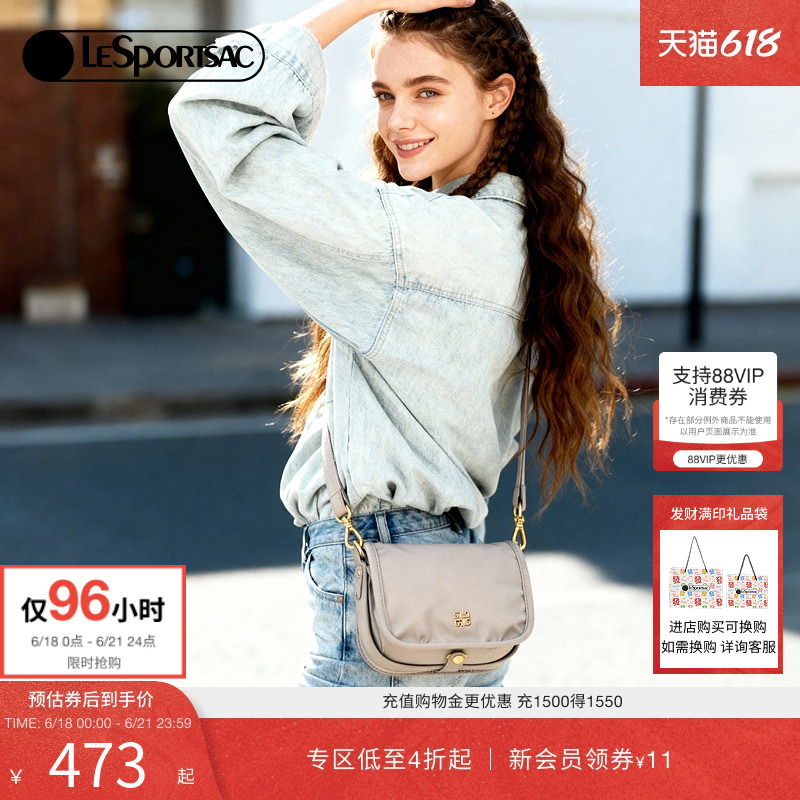 Lesportsac New Small Square Bag, Fashionable High-End Handbag, Casual Work Clothing Crossbody Bag