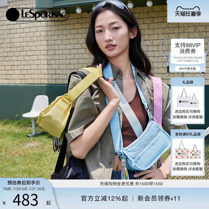 Celebrity-Inspired Lesportsac Crossbody Bag, Sporty Casual Shoulder Bag, Lightweight Commuter Handbag