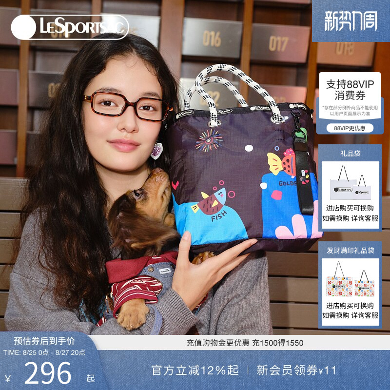 Lesportsac New Cute Duck-Themed Women's Commuter Bag, Office Handbag, Double-Sided Tote Bag