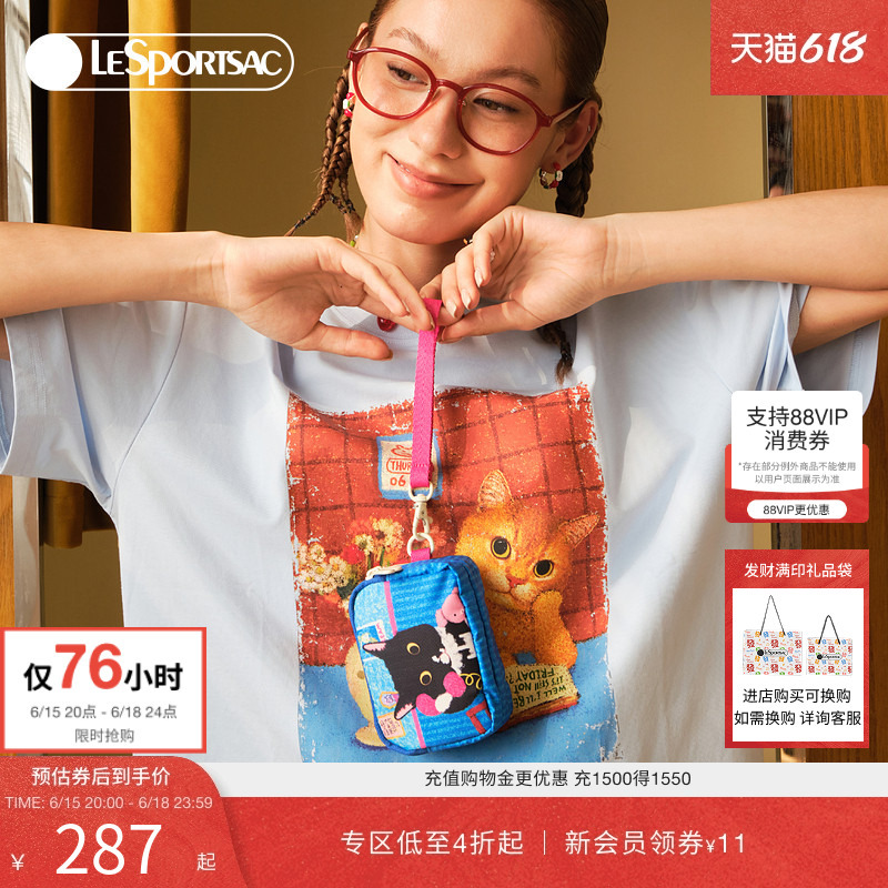 Lesportsac New Newnew Collaboration Cute Wallet Three-Layer Zipper Storage Card Holder Clutch Bag
