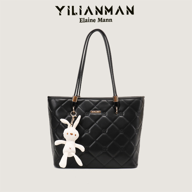 Elenman Original 2026 New Quilted Tote Bag - Niche Large Capacity Shoulder Handbag For Students And Commuting - Thumbnail 2