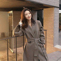 PORTAL MAJE double-sided cashmere coat autumn and winter womens mid-length temperament Hepburn style lace-up wool coat