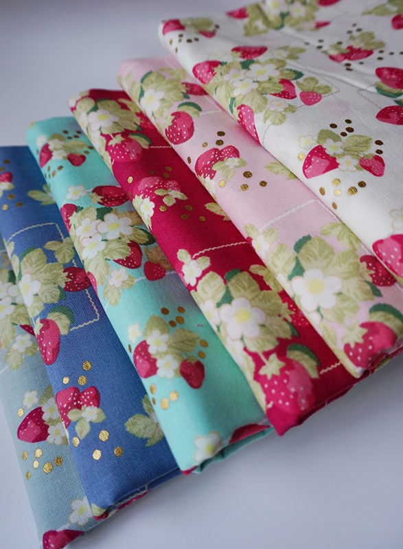 Japan imports Luxiang La conner pure cotton bronzing cloth block bronzing big strawberry 6 colors optional