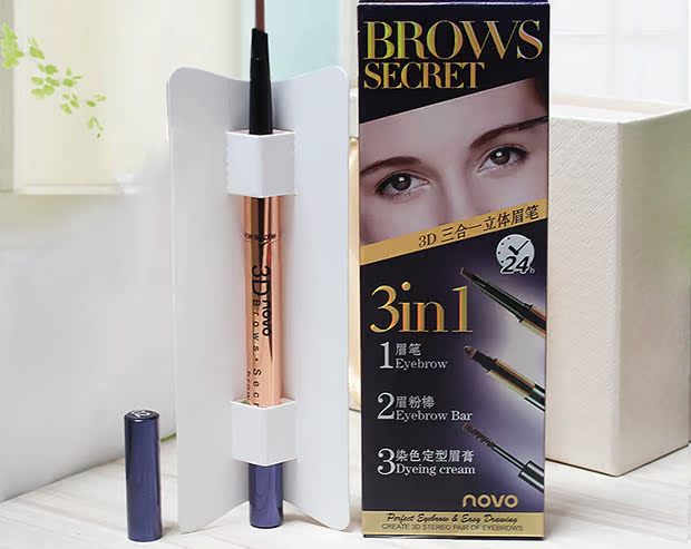 NOVO ba trong một tự động xoay lông mày bút chì bột lông mày nhuộm kem lông mày kéo dài không thấm nước và mồ hôi không đánh dấu từ lông mày chì kẻ mày