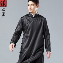 Chinese style retro buckle long shirt long slant improvement Chinese style Tang suit male collar gown coat wedding