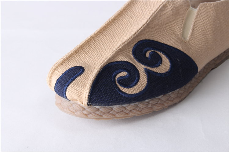 Trung quốc phong cách retro linen nam giày thêu Trung Quốc old Bắc Kinh giày vải handmade thiền nằm giày giày thường thấp giày thể thao sneaker