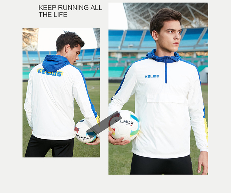 Hàng ngày đích thực Karl KELME không thấm nước chống gió thể thao retro Áo len cao cổ nam trùm đầu áo thun 3881214 - Áo gió thể thao áo gió đôi