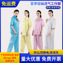 Summer short sleeve blouses dust-free antistatic split dust jacket short sleeve zipped jacket workwear protective clothing