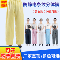 Dust-free pants Anti-static split pants Work pants Single pants Striped pants Mesh pants Blue and white pink yellow pants