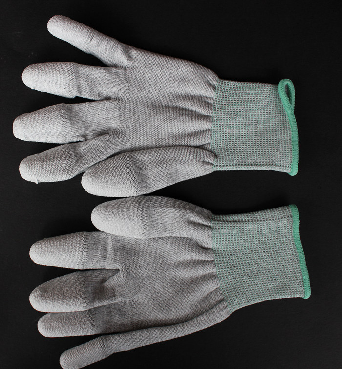 Carbon fiber palm gloves pu coating coated coating coated adhesive dust-free Nylon industrial electronic plant anti-static gloves