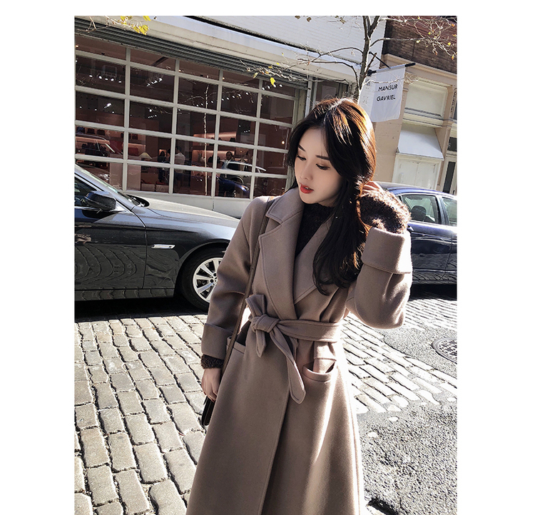 [Chống mùa khuyến mãi] mùa thu và mùa đông mới của Hàn Quốc phiên bản của Harajuku eo slimming ve áo dài áo len lông áo khoác dạ dài nữ