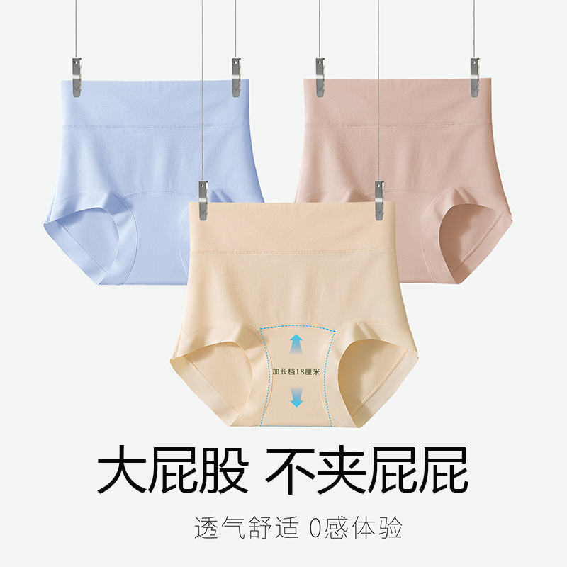Plus Size Women's Underwear, Pure Cotton, Antibacterial, Extended Crotch, High Waist, Tummy Control, Full Coverage for Curvy Women, Comfortable and Breathable Triangle Briefs