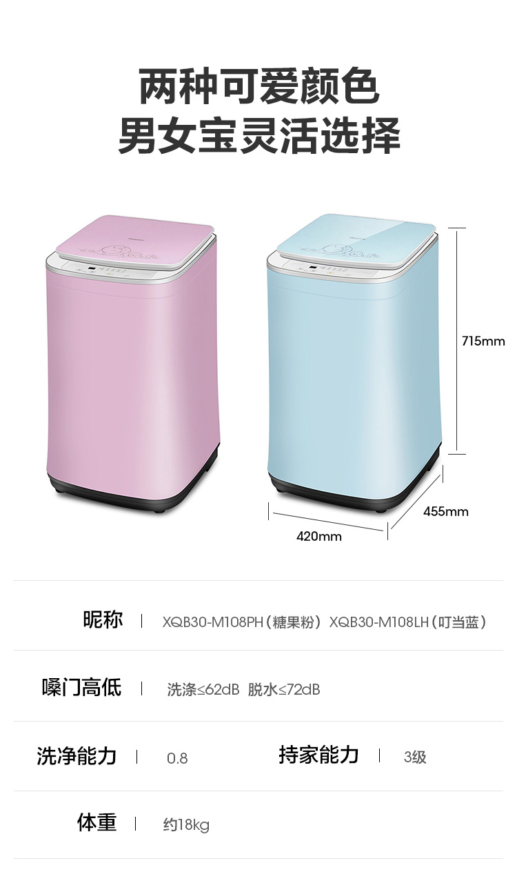 海信 母婴小型杀菌波轮洗衣机 3kg 0.2㎡占地 图15
