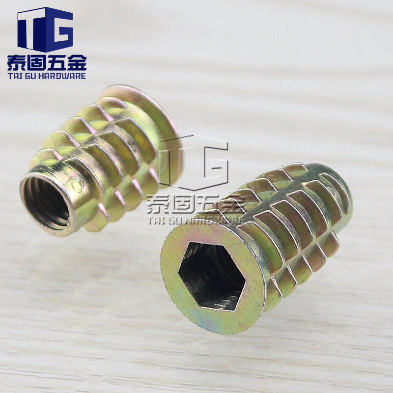 1 4 5 16 3 8 Inch zinc alloy hexagonal with internal and external teeth nuts furniture T-shaped ladder pre-embedded nuts