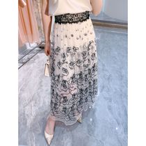 Kidman Ferry Attire National Wind Embroidery Gothic Rose 100 Hitch Medium-high Waist Spring Summer Fashion Mesh Dress Lady Half Skirt