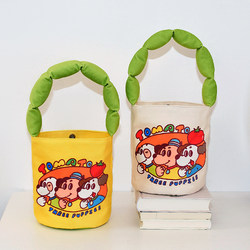 充棉手提水桶包女手拎小包短期出行手机包可爱饭盒便当儿童零食包