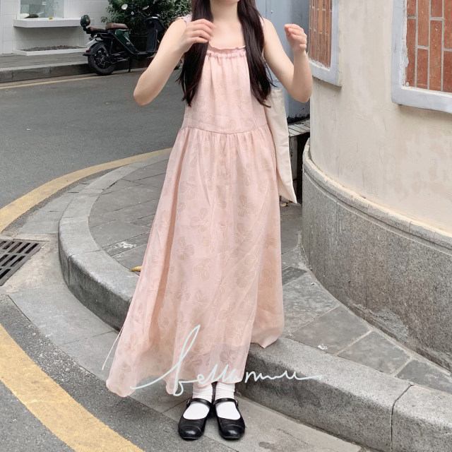 Anchovy Peach Smoothie Summer Slimming ແບບພັກຜ່ອນ Suspender Dress ຫວານ