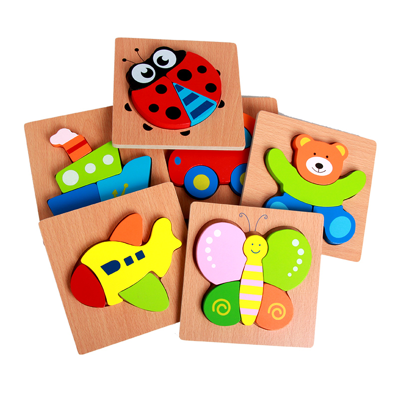 Baby Young Children Three-dimensional Puzzle Wood Early Teaching Intelligence Jigsaw Puzzle Puzzle Toys 1-2-3-6-year-old male girl-Taobao