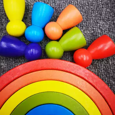 Children's rainbow building blocks Montessori intellectual development creative assembly Boy and girl 1-3-6 years old early education toys